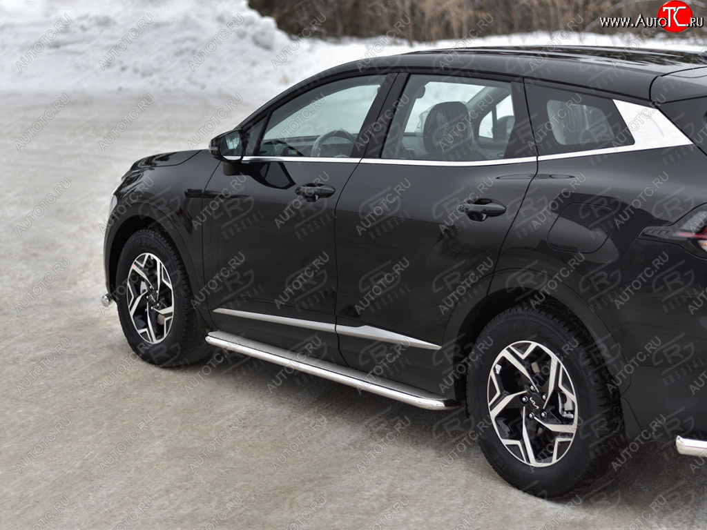32 999 р. Защита порогов (кроме STYLE и X-LINE, труба d42мм.) SLITKOFF  KIA Sportage  5 NQ5 (2021-2025) (Лист и профиль нержавейка)  с доставкой в г. Керчь