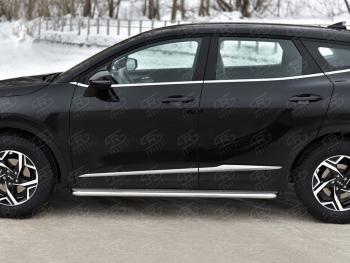 32 999 р. Защита порогов (кроме STYLE и X-LINE, труба d42мм.) SLITKOFF  KIA Sportage  5 NQ5 (2021-2025) (Лист и профиль нержавейка)  с доставкой в г. Керчь. Увеличить фотографию 2