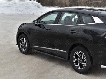 13 999 р. Защита порогов (труба d63 мм, с чёрным полимерным покрытием) SLITKOFF  KIA Sportage  5 NQ5 (2021-2025) (Торцы со срезом 45°)  с доставкой в г. Керчь. Увеличить фотографию 2