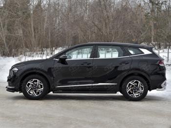 13 999 р. Защита порогов (труба d63 мм, с чёрным полимерным покрытием) SLITKOFF  KIA Sportage  5 NQ5 (2021-2025) (Торцы со срезом 45°)  с доставкой в г. Керчь. Увеличить фотографию 3