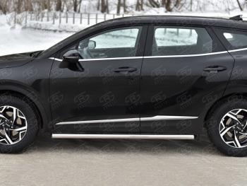 Защита порогов (кроме STYLE и X-LINE, труба d63мм.) SLITKOFF KIA Sportage  5 NQ5 (2021-2025) (Торцы со срезом 45°)