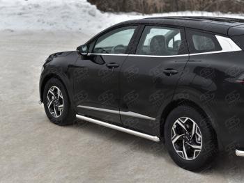 18 549 р. Защита порогов (кроме STYLE и X-LINE, труба d63мм.) SLITKOFF  KIA Sportage  5 NQ5 (2021-2025) (Торцы со срезом 45°)  с доставкой в г. Керчь. Увеличить фотографию 2