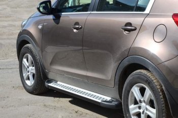 Порожки для ног Бумер (алюминий) KIA Sportage  3 SL (2010-2016) дорестайлинг, рестайлинг