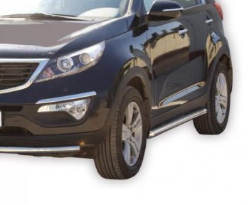 Защита порогов ТехноСфера (Техно Сфера) (нержавейка, 63.5 mm) KIA Sportage  3 SL (2010-2016) дорестайлинг, рестайлинг