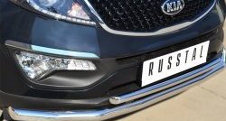 18 699 р. Защита переднего бампера (2 трубыØ63 и 42 мм, нержавейка) SLITKOFF  KIA Sportage  3 SL (2010-2014) дорестайлинг  с доставкой в г. Керчь. Увеличить фотографию 2