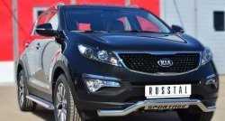 24 649 р. Защита порогов из трубы с листом SLITKOFF (лист алюм, труба d42 из нержавейки)  KIA Sportage  3 SL (2010-2016) дорестайлинг, рестайлинг  с доставкой в г. Керчь. Увеличить фотографию 4