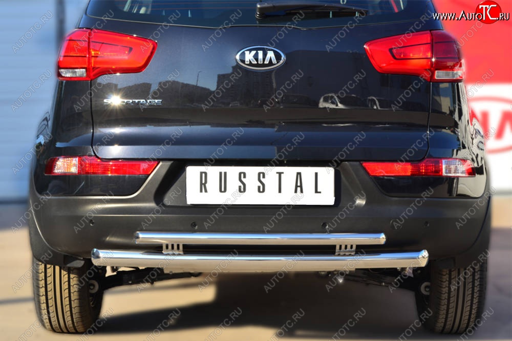16 499 р. Защита заднего бампера (Ø63/42 мм, нержавейка) SLITKOFF  KIA Sportage  3 SL (2010-2016) дорестайлинг, рестайлинг  с доставкой в г. Керчь