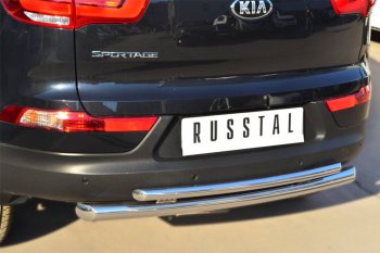 16 499 р. Защита заднего бампера (Ø63/42 мм, нержавейка) SLITKOFF  KIA Sportage  3 SL (2010-2016) дорестайлинг, рестайлинг  с доставкой в г. Керчь. Увеличить фотографию 2
