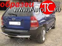 6 399 р. Защита заднего бампера из трубы d76 на Slitkoff Slitkoff (с проступью)  KIA Sportage  2 JE,KM (2008-2010)  рестайлинг (Цвет: серебристый)  с доставкой в г. Керчь