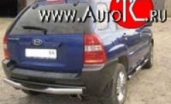 Защита заднего бампера из трубы диаметром 76 мм с пластиковой вставкой Slitkoff KIA Sportage  2 JE,KM (2008-2010)  рестайлинг