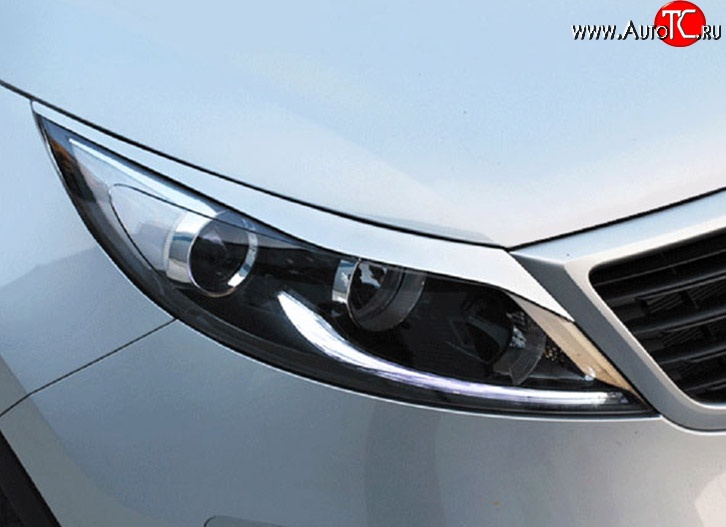 919 р. Реснички на фары M-VRS KIA Sportage 3 SL дорестайлинг (2010-2014) (Неокрашенные)  с доставкой в г. Керчь