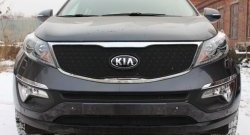 1 469 р. Нижняя сетка на бампер (рестайлинг) Russtal (черная) KIA Sportage 3 SL дорестайлинг (2010-2014)  с доставкой в г. Керчь. Увеличить фотографию 2