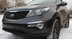1 899 р. Средняя сетка на бампер (рестайлинг) Russtal (черная) KIA Sportage 3 SL дорестайлинг (2010-2014)  с доставкой в г. Керчь. Увеличить фотографию 2