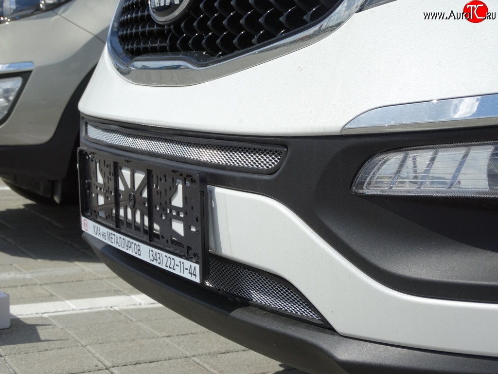 1 539 р. Нижняя сетка на бампер (рестайлинг) Russtal (хром) KIA Sportage 3 SL дорестайлинг (2010-2014)  с доставкой в г. Керчь