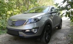 1 379 р. Средняя сетка на бампер Russtal (хром) KIA Sportage 3 SL дорестайлинг (2010-2014)  с доставкой в г. Керчь. Увеличить фотографию 2