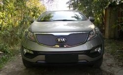 1 379 р. Средняя сетка на бампер Russtal (хром) KIA Sportage 3 SL дорестайлинг (2010-2014)  с доставкой в г. Керчь. Увеличить фотографию 3