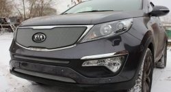 1 379 р. Средняя сетка на бампер (рестайлинг) Russtal (хром) KIA Sportage 3 SL дорестайлинг (2010-2014)  с доставкой в г. Керчь. Увеличить фотографию 3