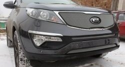 1 379 р. Средняя сетка на бампер (рестайлинг) Russtal (хром) KIA Sportage 3 SL дорестайлинг (2010-2014)  с доставкой в г. Керчь. Увеличить фотографию 4