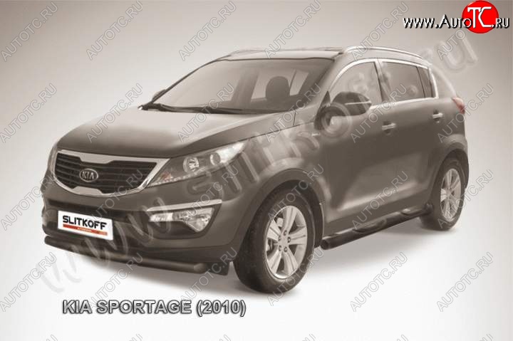 9 499 р. защита переднего бампера из трубы d76 Slitkoff (радиусная) KIA Sportage 3 SL дорестайлинг (2010-2014) (Цвет: серебристый)  с доставкой в г. Керчь