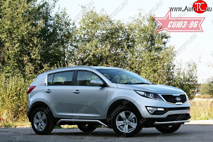 2 384 р. Защита переднего бампера одинарная Souz-96 (d60) KIA Sportage 3 SL дорестайлинг (2010-2014)  с доставкой в г. Керчь