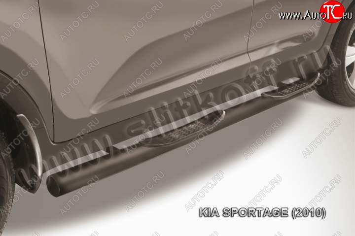 12 999 р. Защита порогов из труб d76 Slitkoff (с проступью)  KIA Sportage  3 SL (2010-2016) дорестайлинг, рестайлинг (Цвет: серебристый)  с доставкой в г. Керчь
