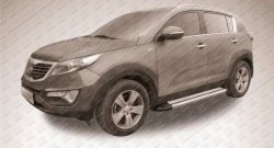 10 699 р. Алюминиевые пороги Slitkoff Luxe Silver  KIA Sportage  3 SL (2010-2016) дорестайлинг, рестайлинг  с доставкой в г. Керчь. Увеличить фотографию 2
