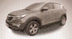 13 349 р. Алюминиевые пороги Slitkoff Optima Black  KIA Sportage  3 SL (2010-2016) дорестайлинг, рестайлинг  с доставкой в г. Керчь. Увеличить фотографию 2
