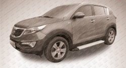 13 349 р. Алюминиевые пороги Slitkoff Optima Silver  KIA Sportage  3 SL (2010-2016) дорестайлинг, рестайлинг  с доставкой в г. Керчь. Увеличить фотографию 2