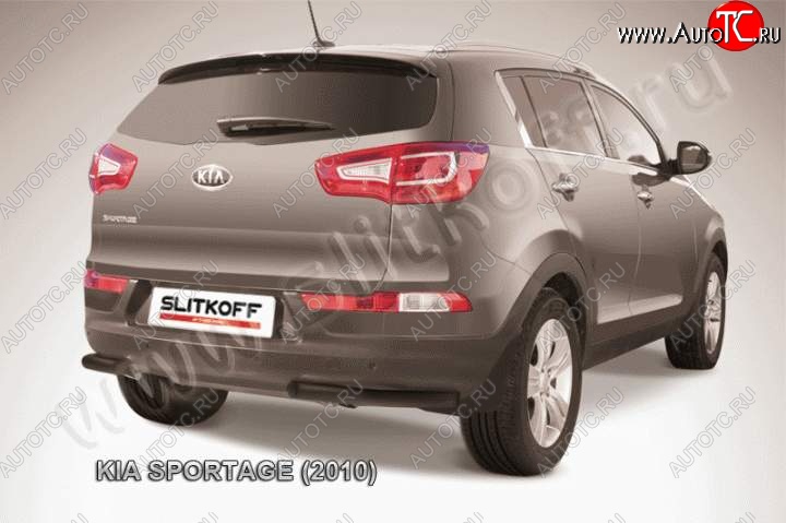 6 949 р. Защита заднего бампера из уголков d57 Slitkoff  KIA Sportage  3 SL (2010-2016) дорестайлинг, рестайлинг (Цвет: серебристый)  с доставкой в г. Керчь