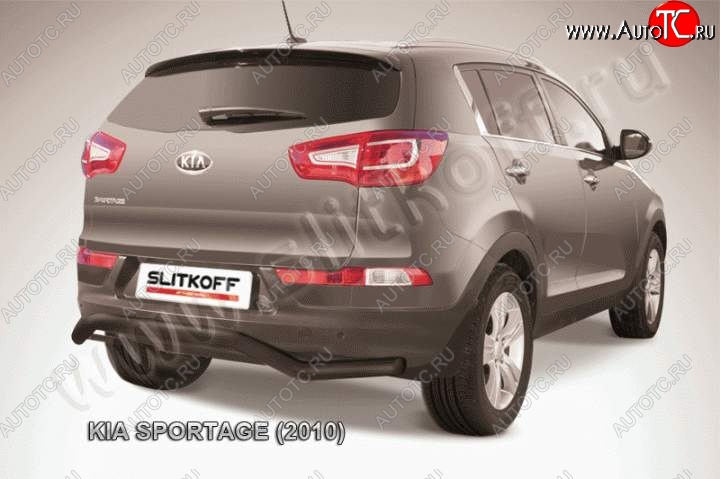 9 099 р. Защита заднего бампера из трубы d57 Slitkoff (волна)  KIA Sportage  3 SL (2010-2016) дорестайлинг, рестайлинг (Цвет: серебристый)  с доставкой в г. Керчь