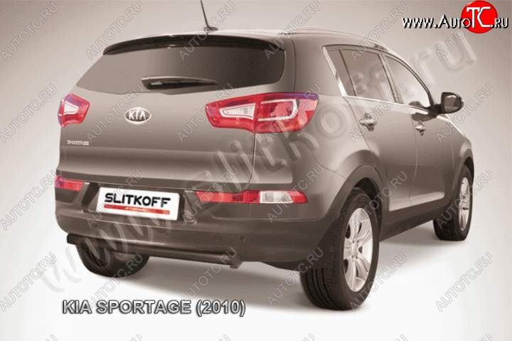 7 999 р. Защита заднего бампера из трубы d57 Slitkoff (короткая)  KIA Sportage  3 SL (2010-2016) дорестайлинг, рестайлинг (Цвет: серебристый)  с доставкой в г. Керчь