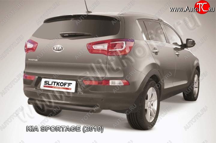 9 099 р. Защита заднего бампера из трубы d76 наf Slitkof (короткая)  KIA Sportage  3 SL (2010-2016) дорестайлинг, рестайлинг (Цвет: серебристый)  с доставкой в г. Керчь