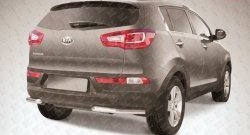 Защита заднего бампера из двух боковых уголков диаметром 57 мм Slitkoff KIA Sportage  3 SL (2010-2016) дорестайлинг, рестайлинг