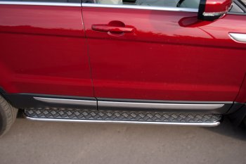 24 649 р. Пороги SLITKOFF d42 с листом Land Rover Range Rover Evoque 1 L538 рестайлинг 5 дв. (2015-2018) (лист алюминий, труба нержавейка)  с доставкой в г. Керчь. Увеличить фотографию 2