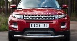 Двойная защита переднего бампера из труб диаметром 63 и 42 мм (Prestige u Pure) SLITKOFF Land Rover Range Rover Evoque  1 L538 (2011-2015) дорестайлинг 3 дв., дорестайлинг 5 дв.