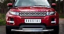 Защита переднего бампера (2 трубыØ76 и 42 мм, нержавейка, Prestige u Pure) SLITKOFF Land Rover Range Rover Evoque  1 L538 (2011-2015) дорестайлинг 3 дв., дорестайлинг 5 дв.