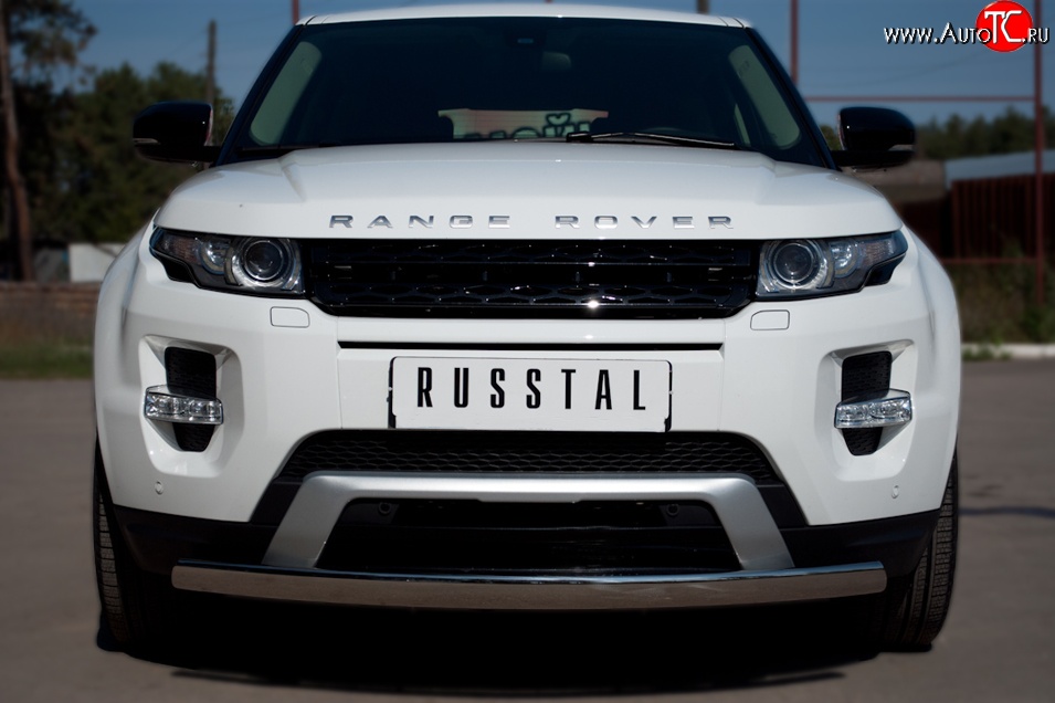 12 999 р. Защита переднего бампера (Ø75х42 мм, нержавейка, Dynamic) Russtal Land Rover Range Rover Evoque 1 L538 дорестайлинг 5 дв. (2011-2015)  с доставкой в г. Керчь