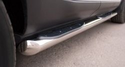 14 449 р. Защита порогов с пластиковыми вставками для ног из круглой трубы диаметром 76 мм (Prestige u Pure) Russtal Land Rover Range Rover Evoque 1 L538 дорестайлинг 5 дв. (2011-2015) (Защита порогов с со скосами на торцах (вариант 1))  с доставкой в г. Керчь. Увеличить фотографию 2