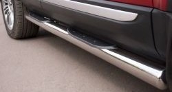 14 449 р. Защита порогов с пластиковыми вставками для ног из круглой трубы диаметром 76 мм (Prestige u Pure) Russtal Land Rover Range Rover Evoque 1 L538 дорестайлинг 5 дв. (2011-2015) (Защита порогов с со скосами на торцах (вариант 1))  с доставкой в г. Керчь. Увеличить фотографию 11