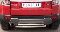 Двойная защита заднего бампера из двух труб диаметром 63 и 42 мм (Prestige u Pure) SLITKOFF Land Rover Range Rover Evoque  1 L538 (2011-2015) дорестайлинг 3 дв., дорестайлинг 5 дв.
