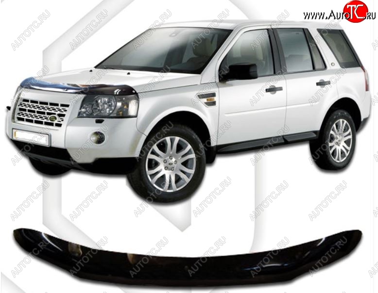 2 199 р. Дефлектор капота CA-Plastic Land Rover Freelander L359 дорестайлинг (2006-2010) (Classic черный, Без надписи)  с доставкой в г. Керчь
