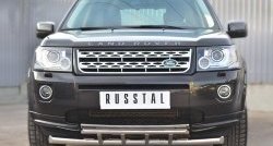 18 649 р. Защита переднего бампера (2 трубыØ63 и 42 мм, нержавейка) SLITKOFF Land Rover Freelander L359 дорестайлинг (2006-2010)  с доставкой в г. Керчь. Увеличить фотографию 2