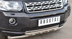 18 649 р. Защита переднего бампера (2 трубыØ63 и 42 мм, нержавейка) SLITKOFF Land Rover Freelander L359 дорестайлинг (2006-2010)  с доставкой в г. Керчь. Увеличить фотографию 3