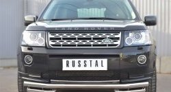 Защита переднего бампера (Ø63 мм с углами, нержавейка) SLITKOFF Land Rover Freelander  L359 (2006-2010) дорестайлинг