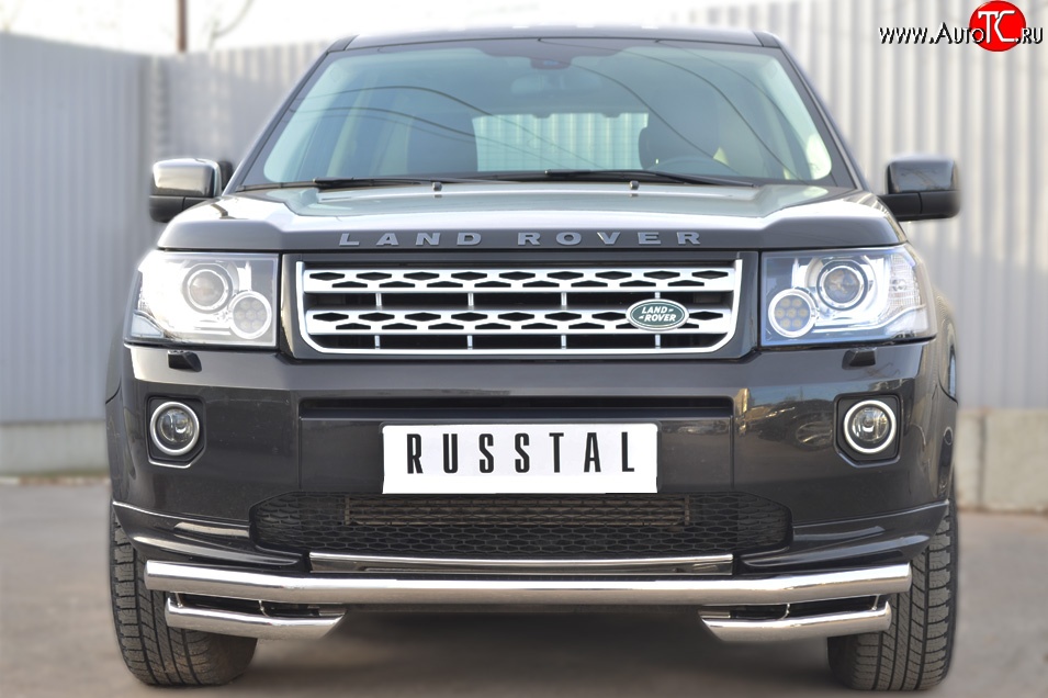 18 999 р. Защита переднего бампера (Ø63 мм с углами, нержавейка) SLITKOFF Land Rover Freelander L359 дорестайлинг (2006-2010)  с доставкой в г. Керчь