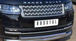 Защита переднего бампера (2 трубыØ76 и 63 мм, нержавейка) SLITKOFF Land Rover Range Rover  4 L405 (2012-2017) дорестайлинг