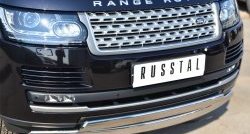 18 549 р. Защита переднего бампера (2 трубыØ75х42 мм, нержавейка) Russtal Land Rover Range Rover 4 L405 дорестайлинг (2012-2017)  с доставкой в г. Керчь. Увеличить фотографию 2