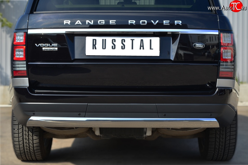 12 999 р. Защита заднего бампера (Ø75x42 мм, нержавейка) Russtal Land Rover Range Rover 4 L405 дорестайлинг (2012-2017)  с доставкой в г. Керчь
