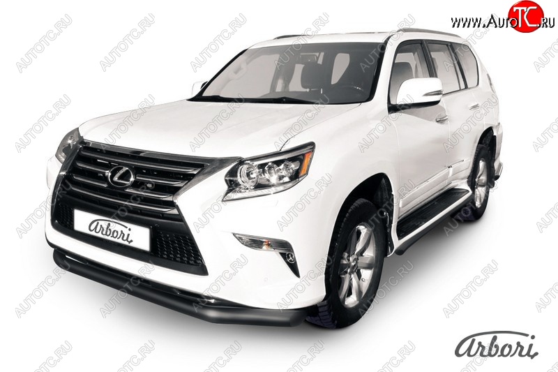 11 339 р. Защита переднего бампера Arbori (черная, 1 труба d76 mm). Lexus GX460 J150 1-ый рестайлинг (2013-2019)  с доставкой в г. Керчь