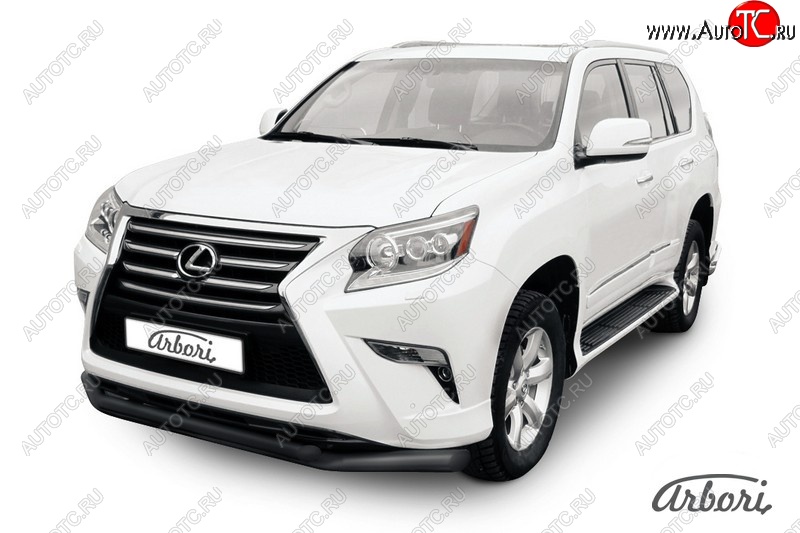 13 499 р. Защита переднего бампера Arbori (черная, 2 трубы d76 и 57 mm) Lexus GX460 J150 1-ый рестайлинг (2013-2019)  с доставкой в г. Керчь